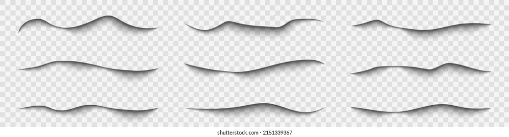 Realistic shadows. Paper transparent shadows. Shadow overlay effect. Dividing lines. Set. Vector illustration