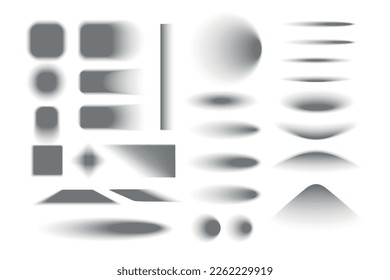 Realistic shadows set with blank background and isolated gradient spots of various shape with blurred edges vector illustration