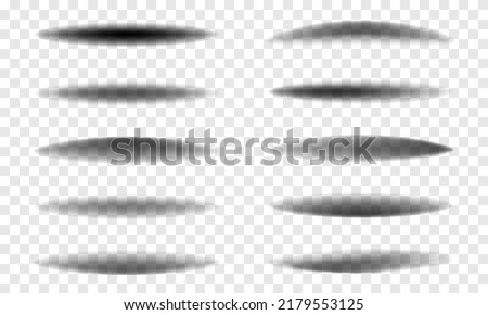 Realistic shadows with soft edges. Vector shadows isolated on transparent background