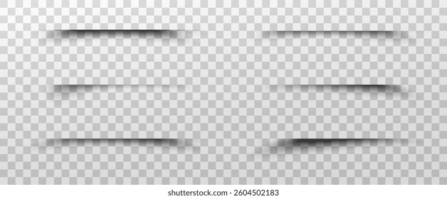 Realistic shadows, shadows from various objects on a transparent background, vector png. Collection of shadows for banners, design, posters. Shadow effects circle, square, line.