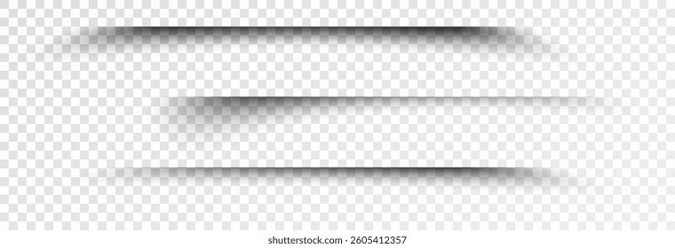 Realistic shadows, shadows from various objects on a transparent background, vector png. Collection of shadows for banners, design, posters. Shadow effects circle, square, line.