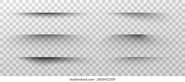 Realistic shadows, shadows from various objects on a transparent background, vector png. Collection of shadows for banners, design, posters. Shadow effects circle, square, line.