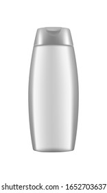Realistic shampoo blank bottle for packaging design. Product advertising. Vector 3d illustration. Container for cosmetic and hygiene mockup - shampoo, gel, skin care