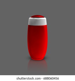 realistic shampoo bottle isolated on gray background. vector illustration