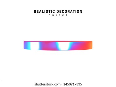 Realistic shape 3d objects with gradient holographic color of hologram. Decorative design elements isolated on white background. vector illustration