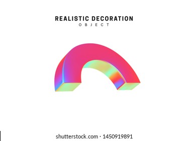 Realistic shape 3d objects with gradient holographic color of hologram. Decorative design elements isolated on white background. vector illustration