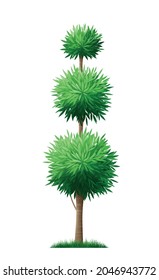 Realistic shaped garden bush with sharp green leaves vector illustration