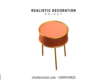 Realistic shapes. 3d rendering isolated object. Design Elements Gold and beige color. vector illustration