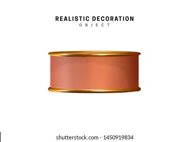 Realistic shapes. 3d rendering isolated object. Design Elements Gold and beige color. vector illustration