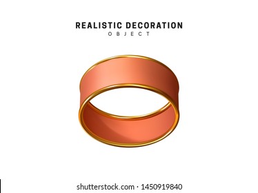 Realistic shapes. 3d rendering isolated object. Design Elements Gold and beige color. vector illustration