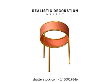 Realistic shapes. 3d rendering isolated object. Design Elements Gold and beige color. vector illustration