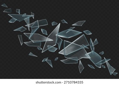 Realistic shards of broken glass. Vector illustration