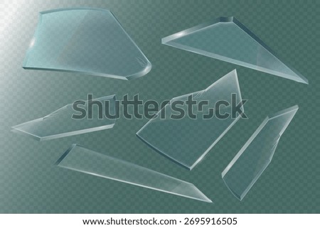 Realistic shards of broken glass. Vector illustration