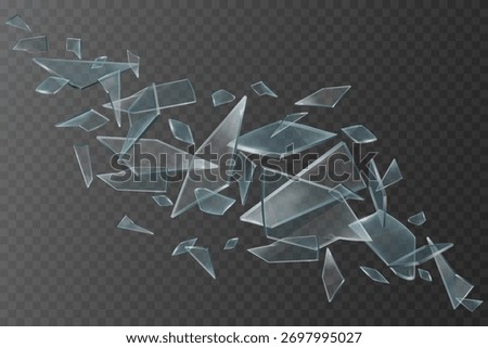 Realistic shards of broken glass. Vector illustration
