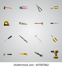 Realistic Sharpener, Length Roulette, Handle Hit Vector Elements. Set Of Tools Realistic Symbols Also Includes Noise, Emery, Appliance Objects.