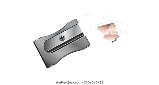 Realistic Sharpener And Shavings Vector Illustration.

