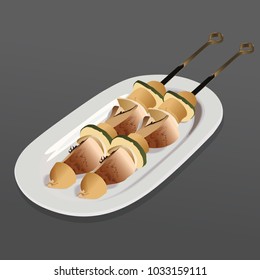 Realistic Shashlik On Plate