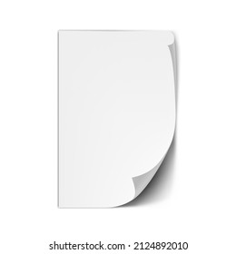 Realistic Sheet Of Paper A4 Size Isolated On White. EPS10 Vector