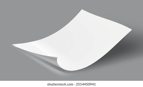 Realistic Sheet Of Paper A4 Size Isolated On Gray. EPS10 Vector