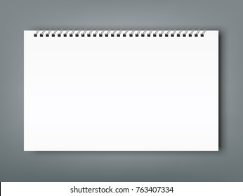 Realistic sheets of paper with spiral and brochure mockup cover template.