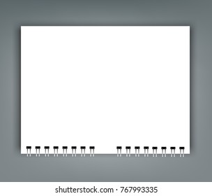 Realistic sheets of paper with spiral and brochure mockup cover template.