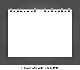 Realistic sheets of paper with spiral mockup cover template.