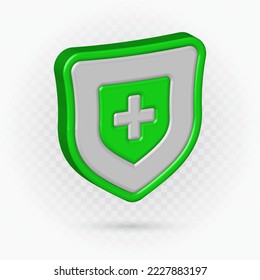 Realistic shield medical icon, immune system sign, Hospital medication health.