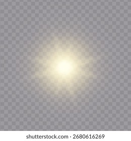 Brilho realista e efeito de brilho isolado no fundo transparente. Brilhos e efeitos de explosão. Estrelas e raios de luz. Feixe de sol. Ilustração vetorial