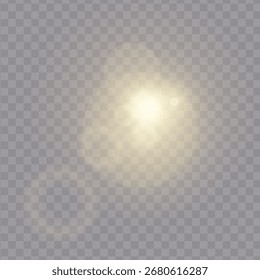 Realistischer Glanz und Glüheffekt einzeln auf transparentem Hintergrund. Funkeln und Explosionseffekte Sterne und Lichtstrahlen. Sonnenstrahl Vektorgrafik