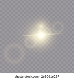 Brilho realista e efeito de brilho isolado no fundo transparente. Brilhos e efeitos de explosão. Estrelas e raios de luz. Feixe de sol. Ilustração vetorial