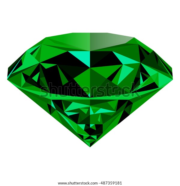 现实闪亮的绿色祖母绿宝石隔离在白色背景 彩色宝石 可作为徽标 图标 网页装饰或其他设计的一部分使用 库存矢量图 免版税