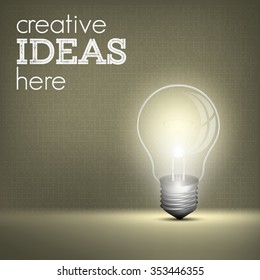 Realistic shining lightbulb. Vector illustration