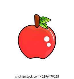 realistic shiny apple fruit vectordesign with cute and cartoon style