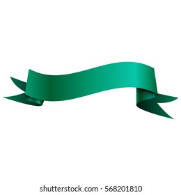 Realistic shiny aqua ribbon isolated on white background. With space for text. Vector illustration