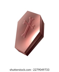 Realistic shiny coffin icon on white background vector illustration