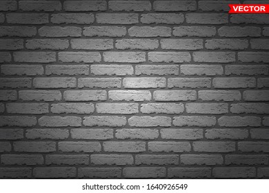 Realistic shiny dark gray old brick wall texture with cracks and light. Layered vector seamless background.