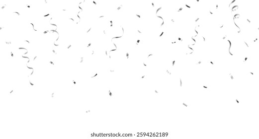 Realistic shiny decorative falling confetti seamless pattern isolated on white background