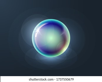 Realistische glänzende Glaszauberkugel, leere Kristallkugel, glänzende Blase, Perle mit Reflexionen. Abstrakte Vector 3d Kreisorb für Dekoration und Design