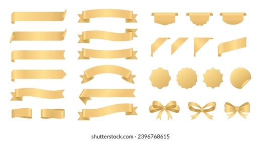realistic shiny gold ribbon banner collection 
