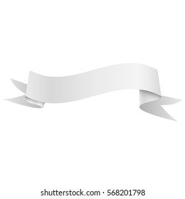 Realistic shiny grey ribbon isolated on white background. With space for text. Vector illustration