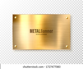 Realistic shiny metal banner. Brushed steel plate. Polished copper metal surface. Vector illustration.