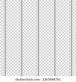 Realistic shiny metal prison bars. Detailed jail cage, prison iron fence. Criminal background mockup. Vector illustration