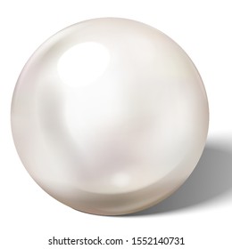 Realistic shiny natural sea pearl with light effects