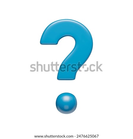 Realistic shiny question mark sign isolated on white. Interrogation mark icon with 3d effect. FAQ, support, help, problem solution mark symbol three-dimensional rendering vector illustration