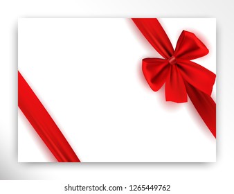 Realistic shiny red bow and ribbon for decorate your greeting card,brochure or website vector eps10 isolated on white background