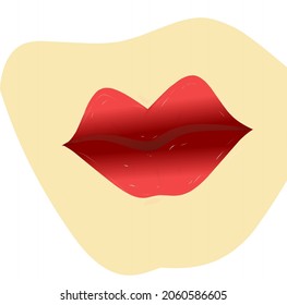 Realistic shiny red lips vector