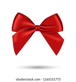 Realistic shiny satin red bow vector for decorate your greeting card,brochure or website,isolated on white background