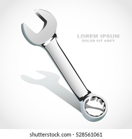 Realistic Shiny Silver Detailed Wrench Icon 