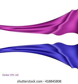 Realistic, shiny, vector, purple and blue ribbon on a white background for graphic and web design.