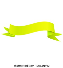 Realistic shiny yellow ribbon isolated on white background. With space for text. Vector illustration